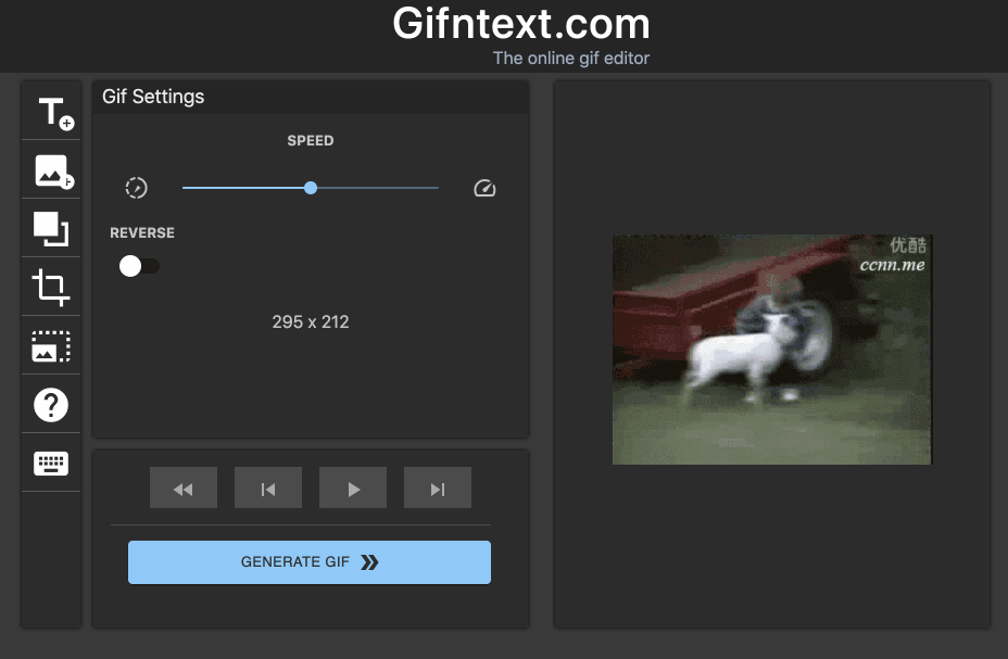 Changing text options on a gif